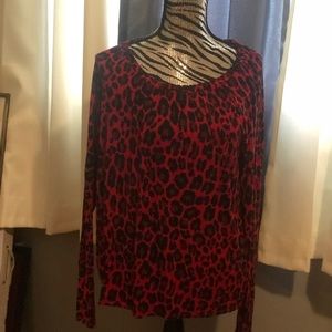 Jessica Simpson red and purple animal print shirt